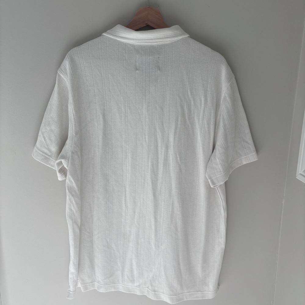 Christian Lacroix Mens White Ribbed Knit Button Up Polo Shirt Coastal Neutral XL - Picture 7 of 7